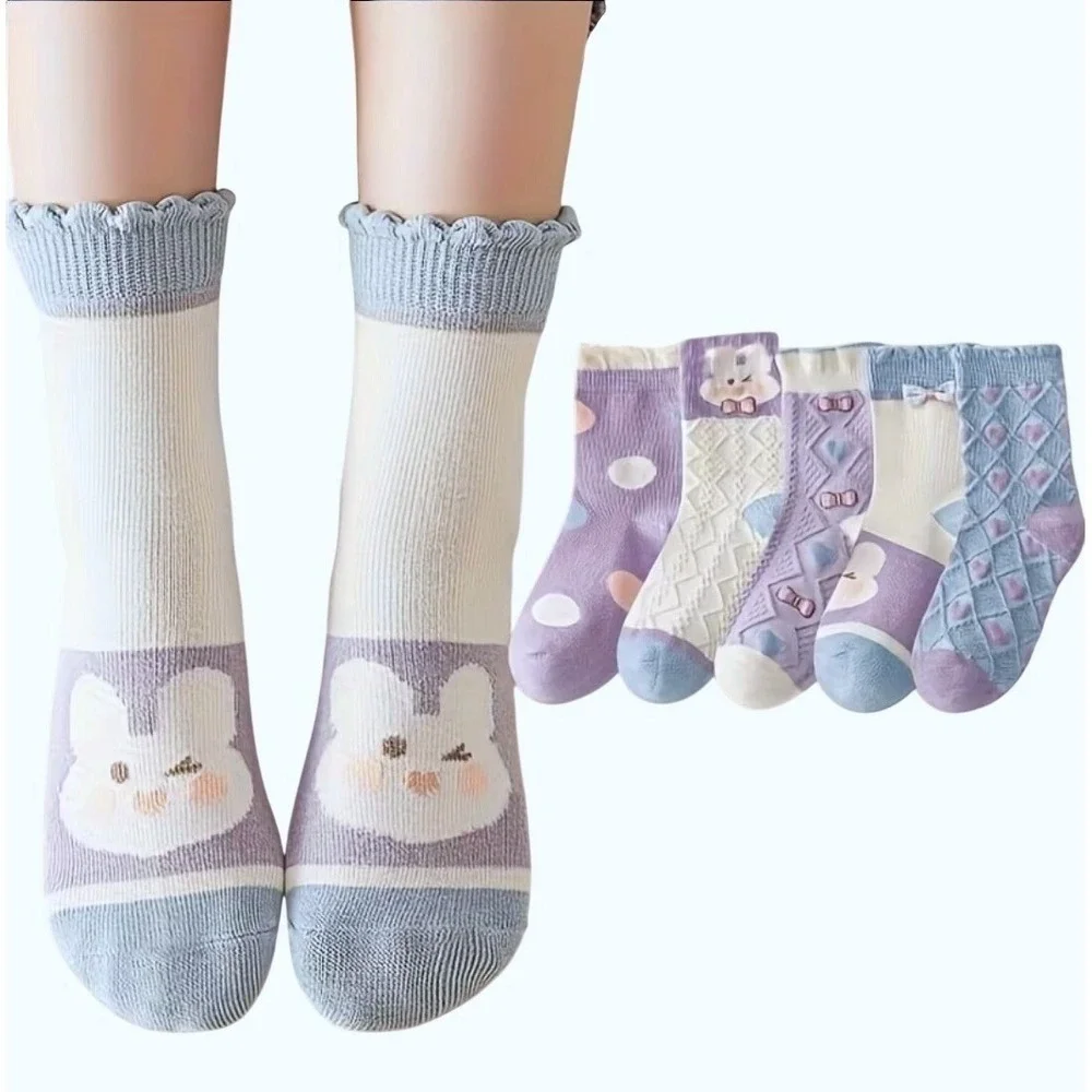 Calcetines Para Piñas (6-8 Años) 5 Pares Estilo Caprichoso‎ Tonos Pastel